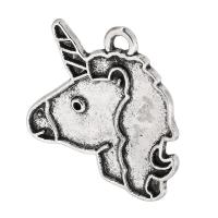 Zinklegierung Tier Anhänger, Einhorn, plattiert, unisex, keine, 19x24x1mm, Bohrung:ca. 2mm, verkauft von kg