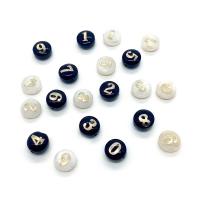 Natural Freshwater Shell Beads, Flat Round, DIY & with number pattern 8mm 