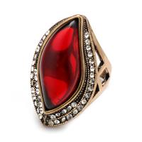 Resin Zinc Alloy Finger Ring, with Resin, plated, fashion jewelry & for woman & with rhinestone, 33.5mm 