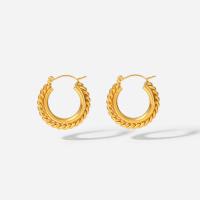 Titanium Steel Huggie Hoop Earring, Donut, Vacuum Ion Plating, fashion jewelry & for woman, golden 