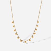 Stainless Steel Jewelry Necklace, 304 Stainless Steel, with 4.3cm extender chain, Round, Vacuum Ion Plating, Adjustable & fashion jewelry & for woman, golden, 4mm,1mm cm 