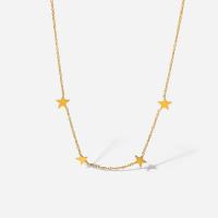 Stainless Steel Jewelry Necklace, 304 Stainless Steel, with 4.5cm extender chain, Star, Vacuum Ion Plating, Adjustable & fashion jewelry & for woman, golden, 8mm,2mm cm 