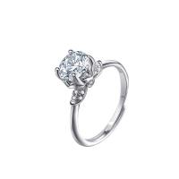 Стерлингового серебра кольцо, 925 пробы, с Муассанит, покрытый платиной, Регулируемый & Женский, продается PC