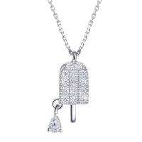 Cubic Zircon Micro Pave Sterling Silver Necklace, 925 Sterling Silver, plated, micro pave cubic zirconia & for woman Approx 17.7 Inch 