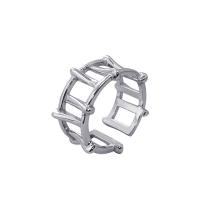 925 Sterling Silver Cuff Finger Ring, plated, Adjustable & Unisex & hollow 