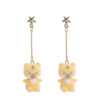 Resin Zinc Alloy Earring, with Zinc Alloy, Tiger, plated & for woman & with velveteen covered, yellow 