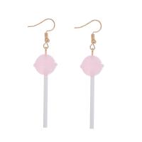 Resin Zinc Alloy Earring, with Zinc Alloy, Lollipop, plated & for woman 