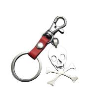 Leather Key Chains, Titanium Steel, with Full Grain Cowhide Leather, Unisex 
