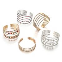 Zinc Alloy Cuff Bangle, plated, multilayer & for woman & with rhinestone 60mm 