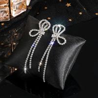 Zinc Alloy Rhinestone Drop Earring, plated & for woman & with rhinestone 