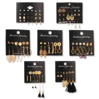 Plastic Pearl Zinc Alloy Earring, with Plastic Pearl, gold color plated, 6 pieces & micro pave cubic zirconia & for woman 