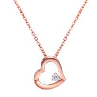 Cubic Zirconia Sterling Silver Necklace, 925 Sterling Silver, Heart, plated, micro pave cubic zirconia & for woman & hollow Approx 17.7 Inch 