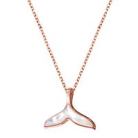 Sterling Silver Jewelry Necklace, 925 Sterling Silver, with Shell, plated, fashion jewelry & for woman Approx 17.7 Inch 