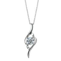 Fashion Sterling Silver Jewelry Sets, 925 Sterling Silver, pendant & necklace, with Moissanite, platinum plated, fashion jewelry & for woman Approx 17.7 Inch 