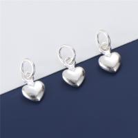 Sterling Silver Heart Pendants, 925 Sterling Silver, DIY & smooth, silver color Approx 4mm 