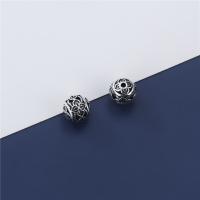 Sterling Silver Beads, 925 Sterling Silver, Round, DIY & with flower pattern & hollow, 8.5mm Approx 1.3mm 