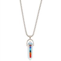 Stainless Steel Jewelry Necklace, 201 Stainless Steel, with turquoise & Crystal, Unisex & with rhinestone Approx 27.5 Inch 