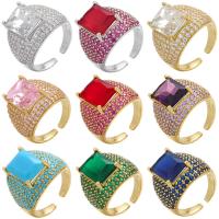 Cubic Zircon Brass Finger Ring, plated, Adjustable & micro pave cubic zirconia & for woman 