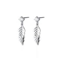 Sterling Silver Drop Earring, 925 Sterling Silver, Leaf, plated, micro pave cubic zirconia & for woman 