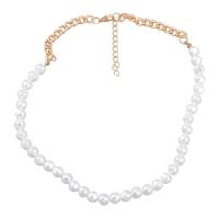 Collar de perlas de plástico, aleación de zinc, con Perlas plásticas, con 4.37inch extender cadena, Joyería & para mujer, Blanco, longitud:aproximado 14.6 Inch, Vendido por UD