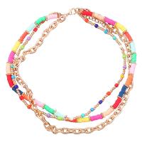 Fashion Multi Layer Necklace, Zinc Alloy, with Polymer Clay & Resin, with 3.03inch extender chain, fashion jewelry & multilayer & for woman, multi-colored Approx 15.82 Inch 