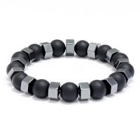 Hematite Bracelets, with Glass, fashion jewelry & Unisex, two different colored, 10mm cm 