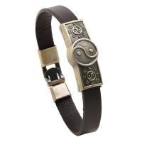 Cowhide Bracelets, with Zinc Alloy, antique brass color plated, fashion jewelry & Unisex, brown 