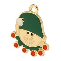 Zinc Alloy Christmas Pendants, gold color plated, Unisex & enamel, green Approx 2mm, Approx 