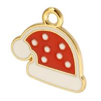 Zinc Alloy Christmas Pendants, Christmas Hat, gold color plated, Unisex & enamel, red Approx 2mm, Approx 