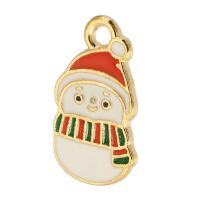 Zinc Alloy Christmas Pendants, Snowman, gold color plated, Unisex & enamel, mixed colors Approx 2mm, Approx 