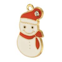 Zinc Alloy Christmas Pendants, Snowman, gold color plated, Unisex & enamel & with rhinestone, white Approx 2mm, Approx 