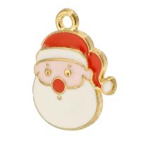 Zinc Alloy Christmas Pendants, Santa Claus, gold color plated, Unisex & enamel, mixed colors Approx 2mm, Approx 
