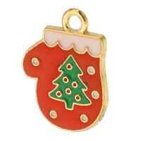 Zinc Alloy Christmas Pendants, Christmas Glove, gold color plated, Unisex & enamel, red Approx 2mm, Approx 