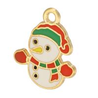Zinc Alloy Christmas Pendants, Snowman, gold color plated, Unisex & enamel, white Approx 2mm, Approx 