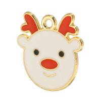 Zinc Alloy Christmas Pendants, Christmas Reindeer, gold color plated, Unisex & enamel, white Approx 1mm, Approx 