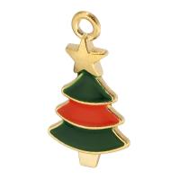 Zinc Alloy Christmas Pendants, Christmas Tree, gold color plated, Unisex & enamel, mixed colors Approx 2mm, Approx 