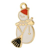 Zinc Alloy Christmas Pendants, Snowman, gold color plated, Unisex & enamel, white Approx 2mm, Approx 