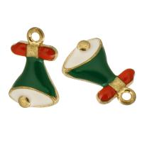 Zinc Alloy Christmas Pendants, Christmas Bell, gold color plated, Unisex & enamel, green Approx 2mm, Approx 