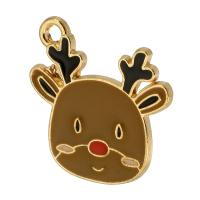 Zinc Alloy Christmas Pendants, Christmas Reindeer, gold color plated, Unisex & enamel, coffee color Approx 2mm, Approx 