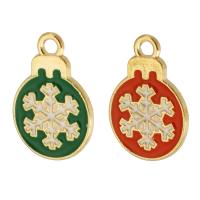 Zinc Alloy Christmas Pendants, Flat Round, gold color plated, Unisex & enamel Approx 2mm, Approx 