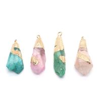 Crystal Brass Pendants, with Brass, irregular, gold color plated, dyed & Unisex 10x30- 