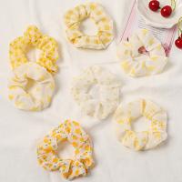 Hair Scrunchies, Cloth, Round & for woman, yellow, 100mm 