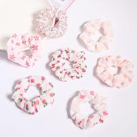 Hair Scrunchies, Cloth, Round, printing & for woman, pink, 100mm 