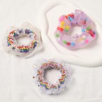 Hair Scrunchies, Organza, Round & for woman, mixed colors, 100mm 