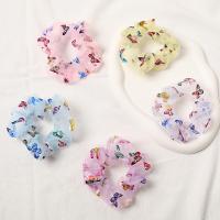 Hair Scrunchies, Organza, Butterfly, printing, Korean style & for woman 100mm 