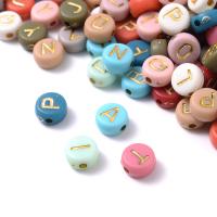 Acryl Alphabet Perlen, DIY, gemischte Farben, 4x7mm, ca. 100PCs/Tasche, verkauft von Tasche