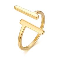 304 Stainless Steel Cuff Finger Ring, fashion jewelry & for woman, golden 