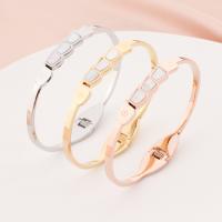 Stainless Steel Cuff Bangle, 304 Stainless Steel, with Shell, fashion jewelry & for woman 2.8mm,60mm 