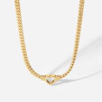 Stainless Steel Jewelry Necklace, 304 Stainless Steel, with 2inch extender chain, Heart, Vacuum Ion Plating, Adjustable & fashion jewelry & for woman & hollow, golden Inch 
