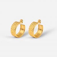 Titanium Steel Earrings, Donut, Vacuum Ion Plating, fashion jewelry & for woman, golden 